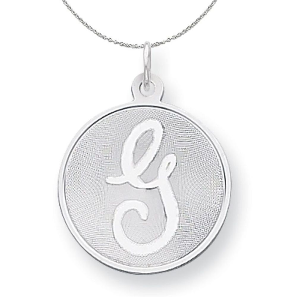 Silver, Makayla Collection, 20mm Disc Initial G Necklace - 18 In